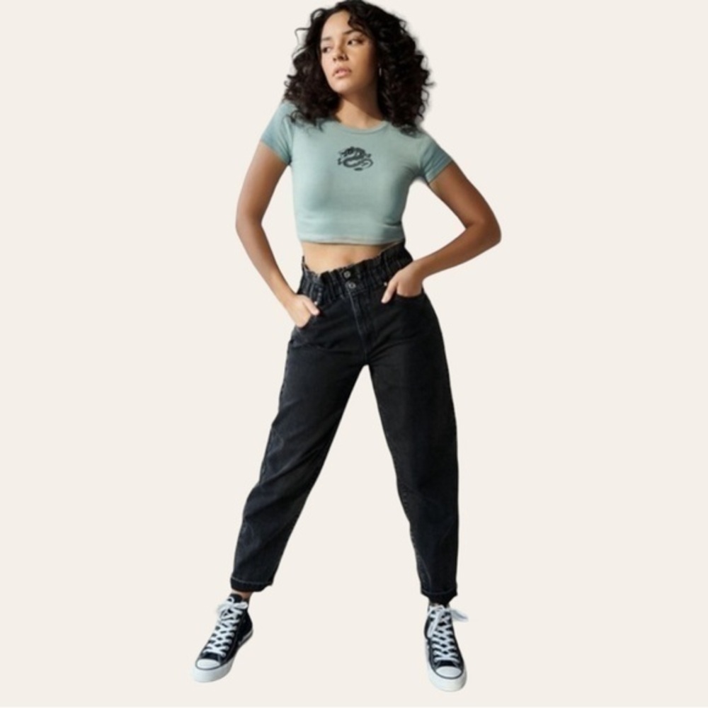 Garage Paperbag '80s Mom Jeans - Washed Black 💕